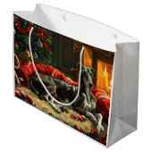 Greyhound Dog Weihnachtsfest Große Geschenktüte (Rückseite Schrägansicht)