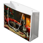 Greyhound Dog Weihnachtsfest Große Geschenktüte (Vorderseite Schrägansicht)