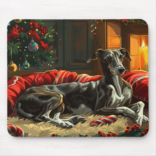 Greyhound Dog Weihnachtsfest Mousepad