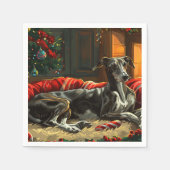 Greyhound Dog Weihnachtsfest Serviette (Vorderseite)