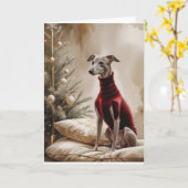 Greyhound Dog Weihnachtsgrüße Karte (Gelbe Blume)