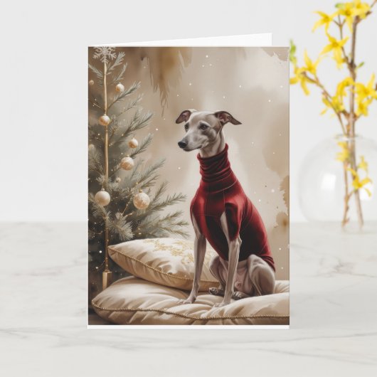 Greyhound Dog Weihnachtsgrüße Karte (Gelbe Blume)