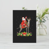 Greyhound Dog Xmas Funny Santa Riding Greyhound Ch Einladung (Stehend Vorderseite)