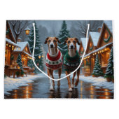 Greyhound Dogs Christmas Snow Holiday Große Geschenktüte (Vorderseite)