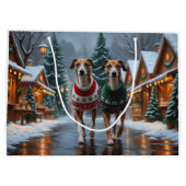 Greyhound Dogs Christmas Snow Holiday Große Geschenktüte (Rückseite)