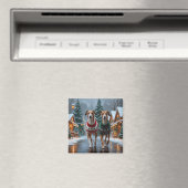 Greyhound Dogs Christmas Snow Holiday Magnet (In Situ (Geschirrspüler))