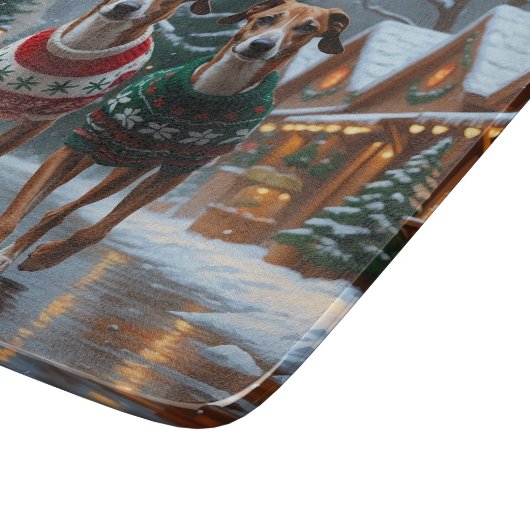Greyhound Dogs Christmas Snow Holiday Schneidebrett (Ecke)
