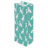 Greyhound Doppy Puppy Geschenktüte Für Weinflaschen (Rückseite Schrägansicht)