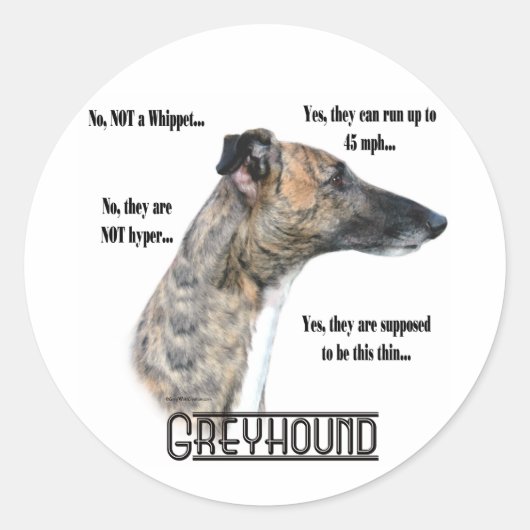 Greyhound FAQ Sicker Runder Aufkleber (Vorderseite)