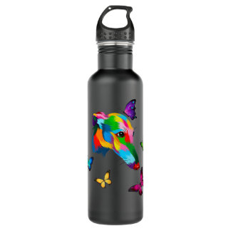Greyhound farbenfrohe Grauschmetterlinge Edelstahlflasche