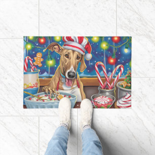 Greyhound-Feiertagsbacken: Festliches Weihnachten Fußmatte
