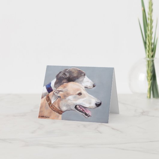 Greyhound Friends Dog Art Note Card Karte (Vorderseite)