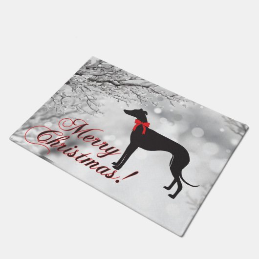 Greyhound Frohe Weihnachten Fußmatte (Schrägansicht)