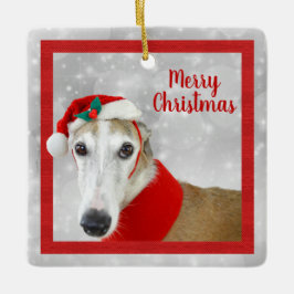 Greyhound Frohe Weihnachten Keramikornament