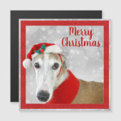 Greyhound Frohe Weihnachten Magnetkarte (Vorne/Hinten)