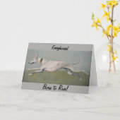 Greyhound Geboren, Dog Art Grußkarte auszuführen Karte (Gelbe Blume)