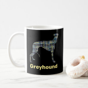 Greyhound Gelbe und Blaue Gitterlinien Kaffeetasse