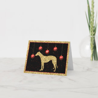 Greyhound Gold Glitzer Bauble Weihnachten Karte