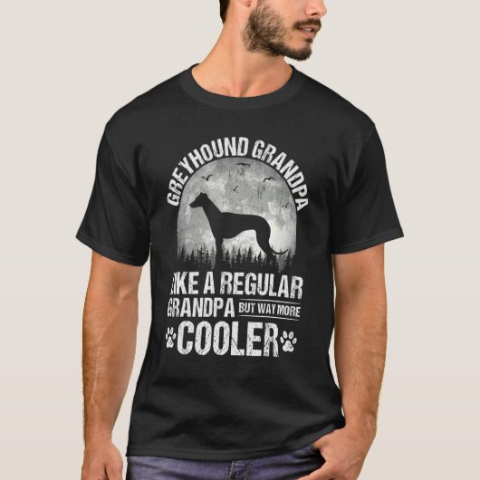Greyhound Grandpa Moon Vintager Hundevatertag T-Shirt (Vorderseite)