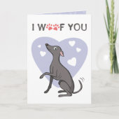 Greyhound Gray Cartoon Dog Valentinstag Karte (Vorderseite)