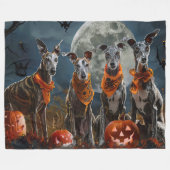Greyhound Halloween Gruselig Fleecedecke (Vorderseite (Horizontal))