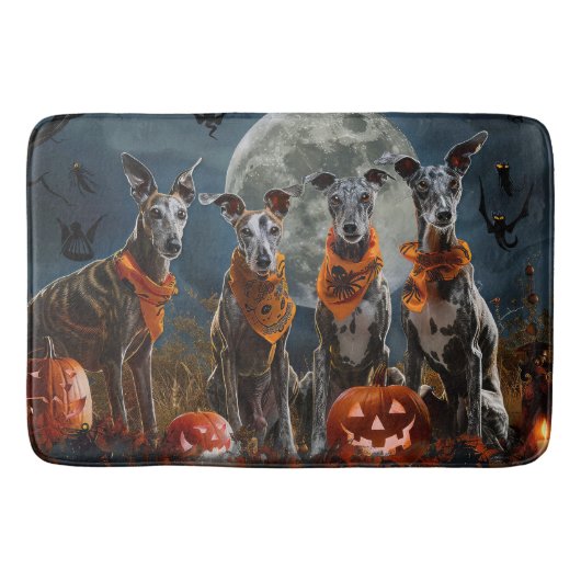 Greyhound Halloween Spooky Badematte (Vorderseite)