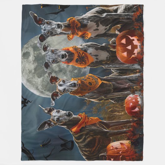 Greyhound Halloween Spooky Fleecedecke (Vorderseite)