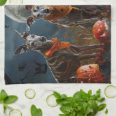 Greyhound Halloween Spooky Geschirrtuch (Gefaltet)
