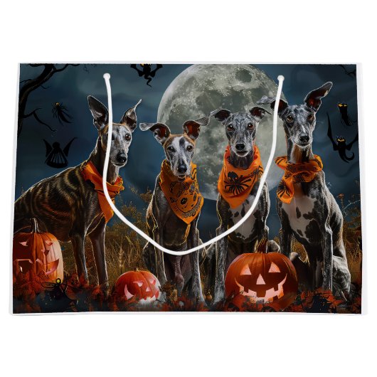 Greyhound Halloween Spooky Große Geschenktüte (Vorderseite)