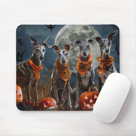 Greyhound Halloween Spooky Mousepad (Mit Mouse)