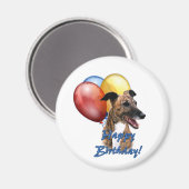 Greyhound Happy Birthday Balloons. Magnet (Vorderseite/Rückseite)