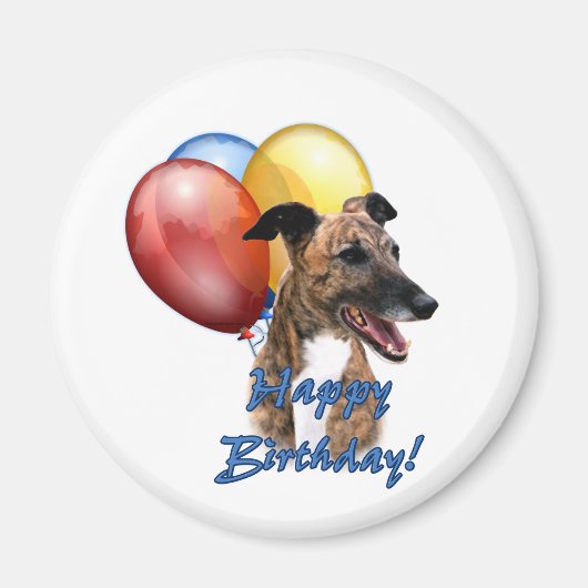 Greyhound Happy Birthday Balloons. Magnet (Vorne)