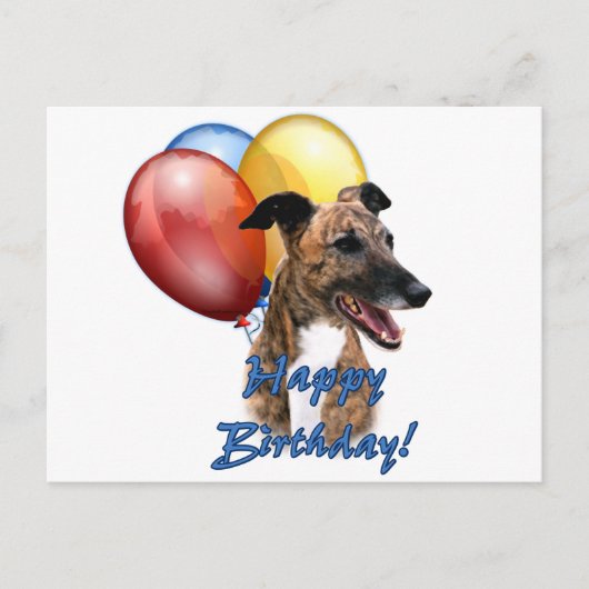 Greyhound Happy Birthday Balloons. Postkarte (Vorderseite)