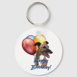 Greyhound Happy Birthday Balloons. Schlüsselanhänger