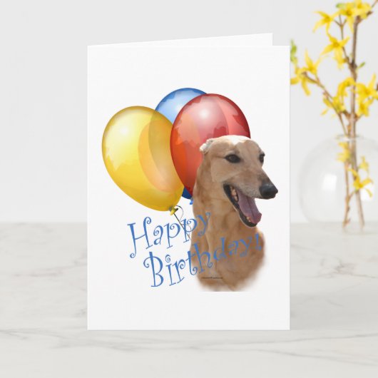 Greyhound Happy Birthday Card Karte (Gelbe Blume)