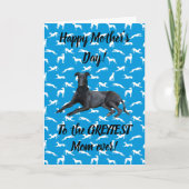 Greyhound Happy Mothers Day on Blue Silhouetten Karte (Vorderseite)