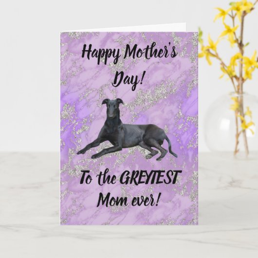 Greyhound Happy Mthers Day Karte (Gelbe Blume)