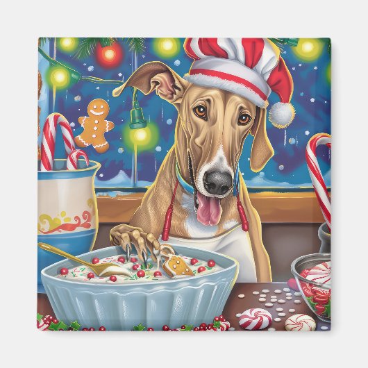 Greyhound Holiday Baking: Festliche Weihnachten Magnet (Vorne)