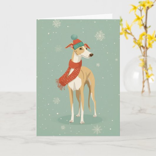 Greyhound Holiday Greeting Karte (Gelbe Blume)