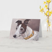 Greyhound Hund Art Grußkarte für Brindle & White Karte (Gelbe Blume)