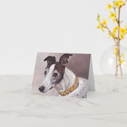 Greyhound Hund Art Note Card Karte (Gelbe Blume)