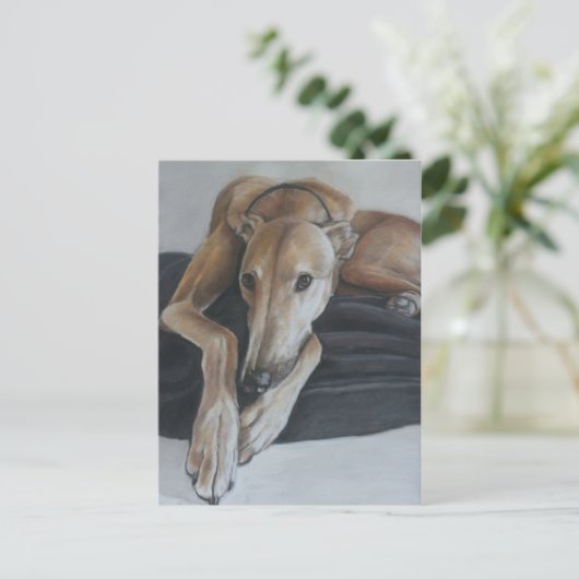 Greyhound Hund Art Postkarte (Stehend Vorderseite)