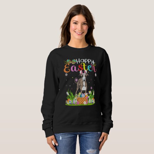Greyhound Hund Bunny Egg Jagd Greyhound Happy Ea Sweatshirt (Vorne ganz)