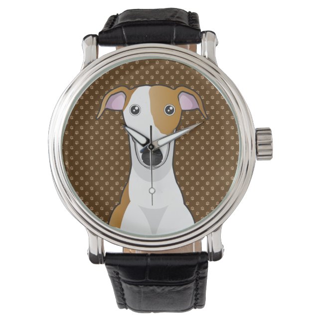 Greyhound Hund Cartoon Paws Armbanduhr (Vorderseite)