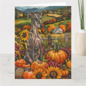 Greyhound Hund Herbst Ernte Erntedank Karte (Vorderseite)