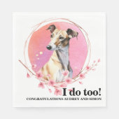 Greyhound Hund Hochzeit Napkins mit Hunde-Foto Serviette (Vorderseite)