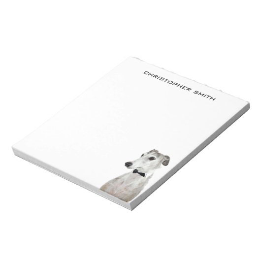 Greyhound Hund in Bow-Krawatte Notizblock (Rotiert)