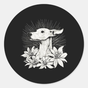 Greyhound Hund Lover Retro Style Tattoo Runder Aufkleber