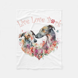 Greyhound Hund Mama Floral Fleecedecke