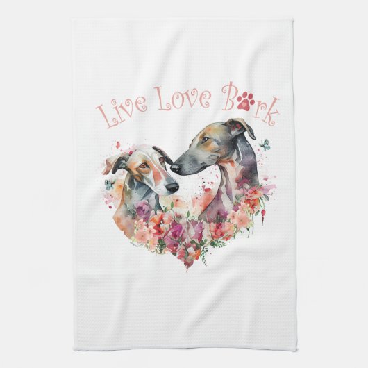 Greyhound Hund Mama Floral Geschirrtuch (Vertikal)